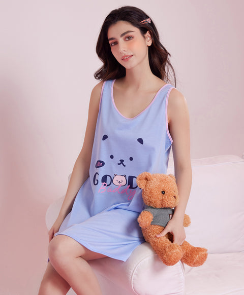 Hello Goody Buddy Sleeveless Polyester Cotton Sleep Dress