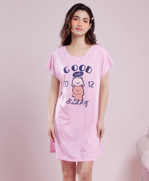 Hello Good Buddy 2012 Short Sleeves Polyester Cotton Sleep Dress
