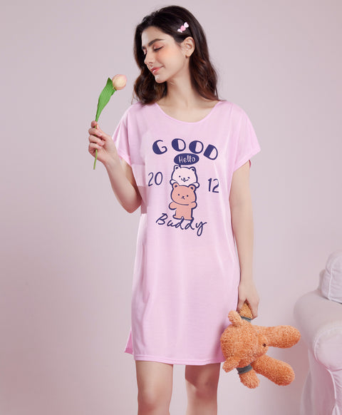 Hello Good Buddy 2012 Short Sleeves Polyester Cotton Sleep Dress