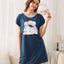 Seal Fly into the Starry Night Short Sleeves Polyester Cotton Sleep Dress