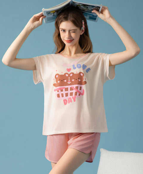Self-Love Day Short Sleeves Top & Shorts Sleep Set
