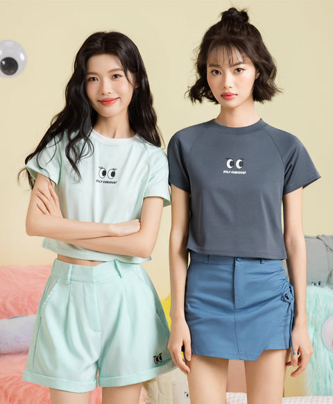Peekaboo Relaxed Fit Raglan Crop Tee