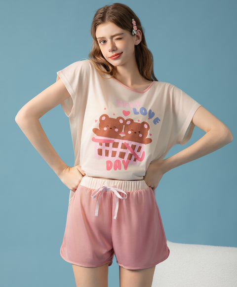 Self-Love Day Short Sleeves Top & Shorts Sleep Set