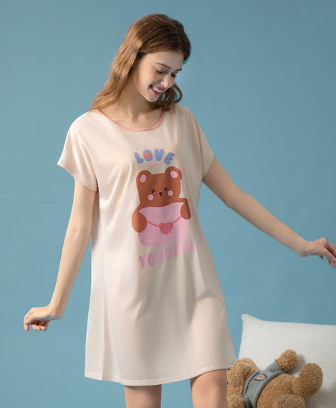 Love Yourself Short Sleeves Sleep Dress