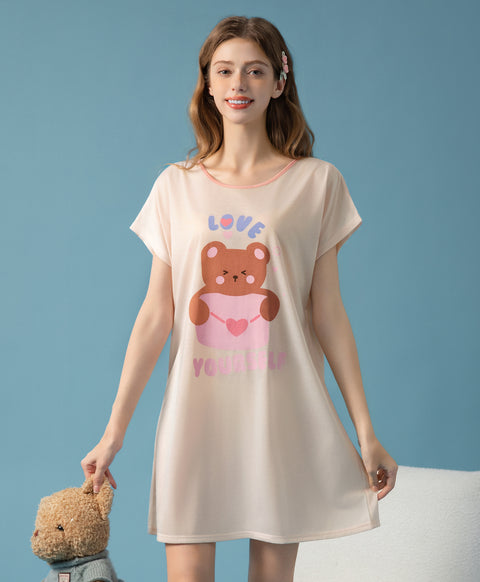 Love Yourself Short Sleeves Sleep Dress
