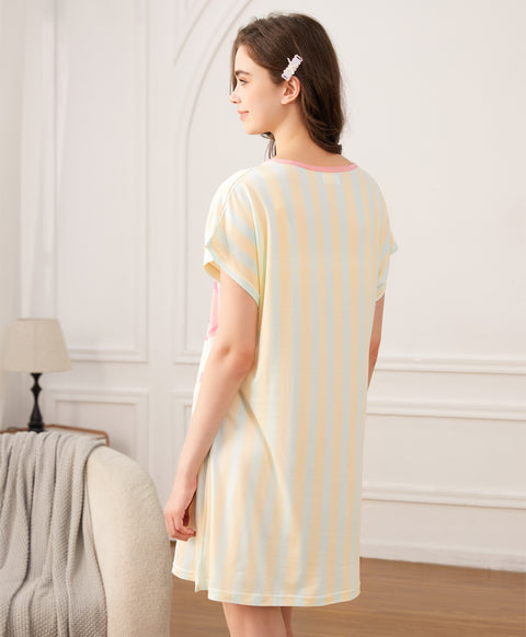 Cozy Animal Party Time Microfiber Short Sleeves Sleep Dress