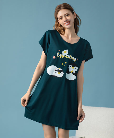 Egg-citing Short Sleeves Sleep Dress