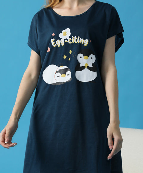 Egg-citing Short Sleeves Sleep Dress