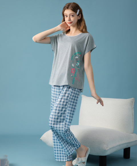 Just Wanna Have Some Fun Short Sleeves Top & Long Pants Sleep Set