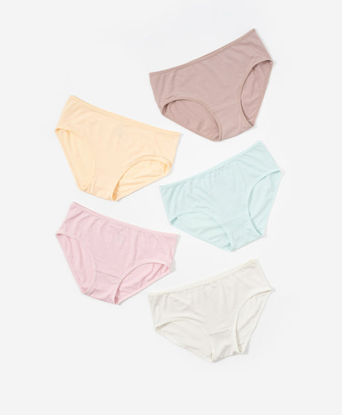 The Softest You Low Waist Hipster 5pcs Lyocell Cotton Spandex Pack Panties