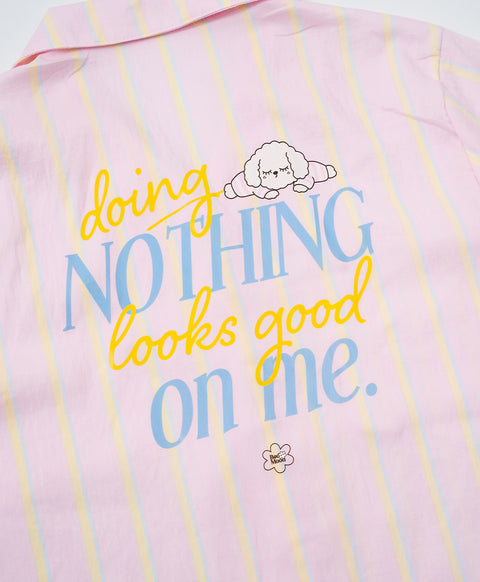 BedMood Cremo Doing Nothing Looks Good On Me Polyester PJ Short Sleeves Top & Shorts Set - Pink
