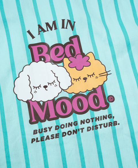 BedMood Cremo & Mello I'm in Bed Mood Polyester PJ Short Sleeves Top & Shorts Set - Green
