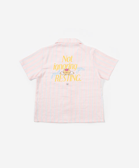 BedMood Mello Not Ignoring You, Just Resting Polyester PJ Short Sleeves Top & Shorts Set - Peach
