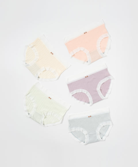 Delicate Bow Low Waist Hipster Ribbed Cotton Panties