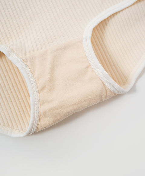 Rib Design Mid Waist Hipster Cotton Panties