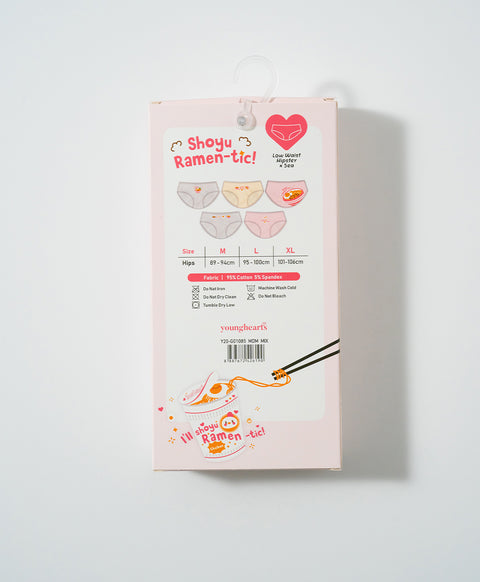 Shoyu Ramen-tic! 5pcs Low Waist Hipster Cotton Spandex Graphic Pack Panties Series Box