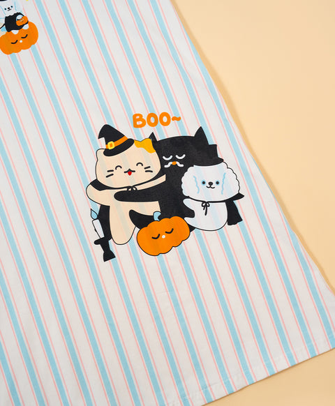 Junior Meow-lloweeen Party Short Sleeves Sleep Dress