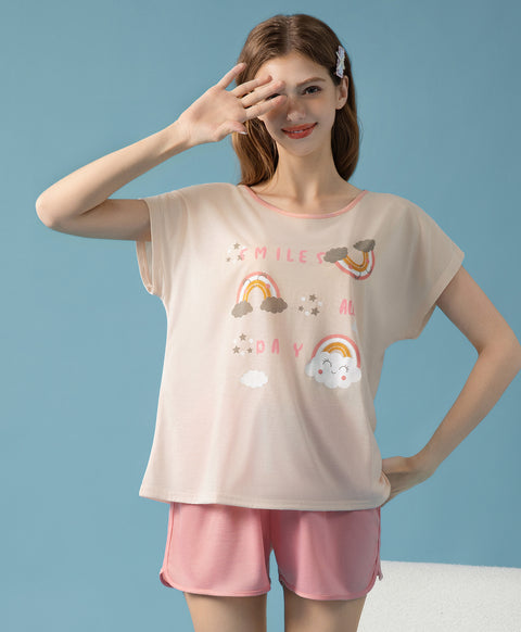 Smiles All Day Short Sleeves Top & Shorts Sleep Set