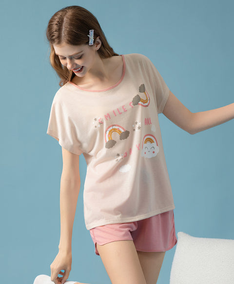 Smiles All Day Short Sleeves Top & Shorts Sleep Set