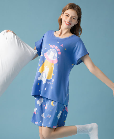 Space Paws Microfiber Top & Bottom Sleep Set