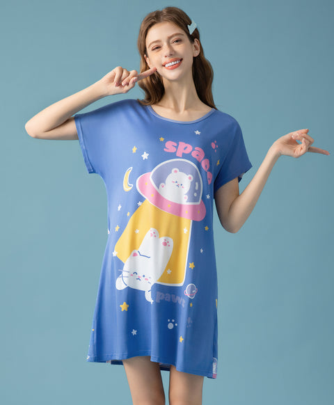 Space Paws Microfiber Sleep Dress