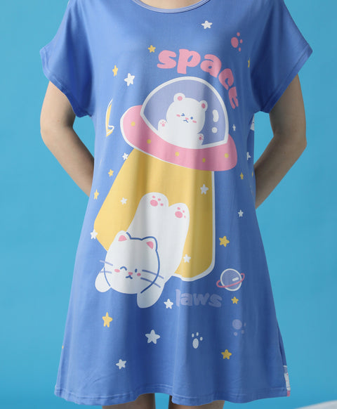 Space Paws Microfiber Sleep Dress