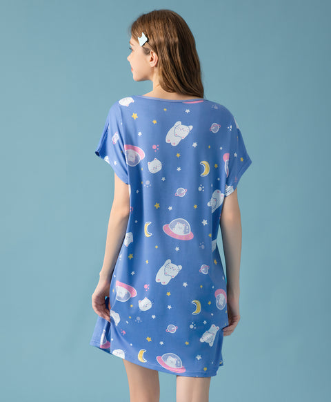 Space Paws Microfiber Sleep Dress