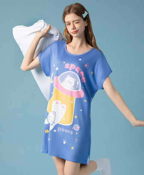 Space Paws Microfiber Sleep Dress