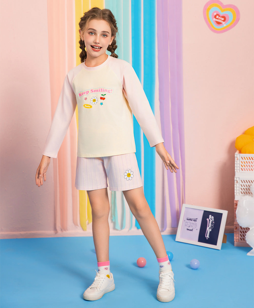 Junior Keep Smiling Long Sleeve Tee & Boxer Shorts Set
