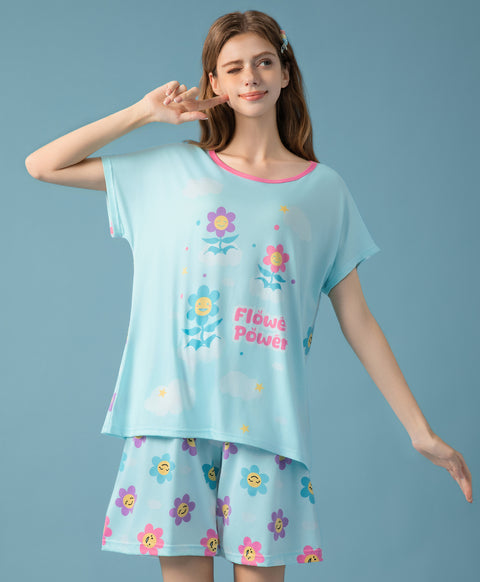 Flower Power Microfiber Top & Bottom Sleep Set