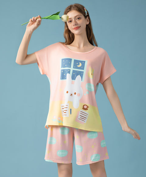Little Bunny Focusing Microfiber Top & Bottom Sleep Set