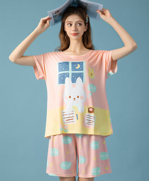Little Bunny Focusing Microfiber Top & Bottom Sleep Set