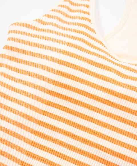 Stay Bloom Padded Stripes Ribbed Racerback Vest