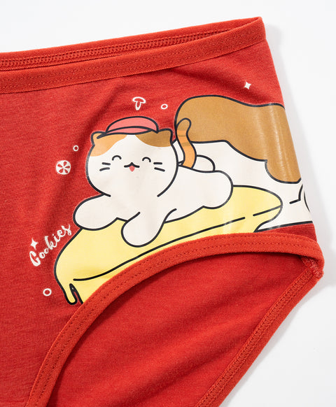 Harmony & Cookies Pizza Paradise Low Waist Hipster 5pcs Lyocell Cotton Spandex Graphic Pack Panties