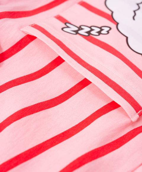 BedMood Cremo & Mello I'm in Bed Mood Polyester PJ Short Sleeves Top & Shorts Set - Pink