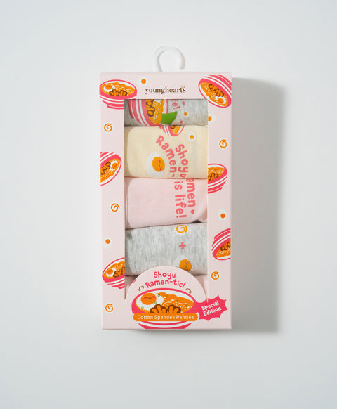 Shoyu Ramen-tic! 5pcs Low Waist Hipster Cotton Spandex Graphic Pack Panties Series Box