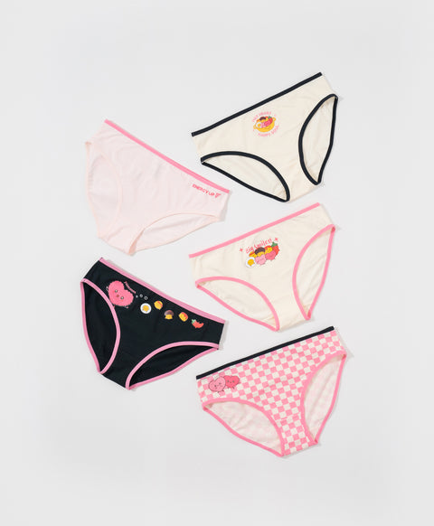 Mala-Twins 5pcs Mid Waist Midi Graphic Pack Panties Wonder Box