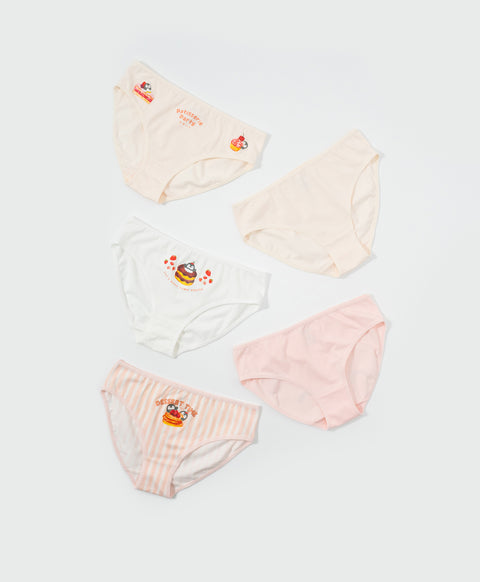 Penguin Patisserie 5pcs Mid Waist Midi Graphic Pack Panties