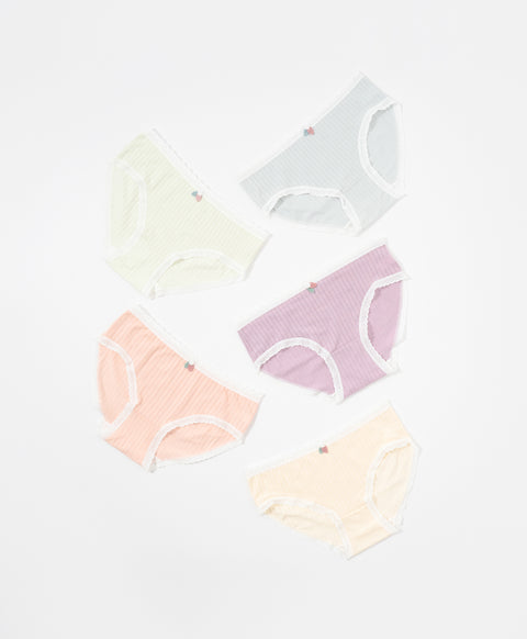 Country Style Low Waist Midi Ribbed Cotton Panties