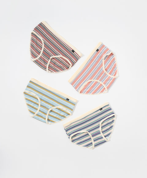 Preppy Stripes Low Waist Midi Ribbed Cotton Panties