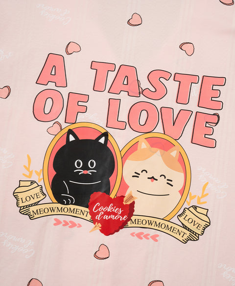 Cookies d'amore Satin Short Sleeve Top & Short PJ Set-Peach