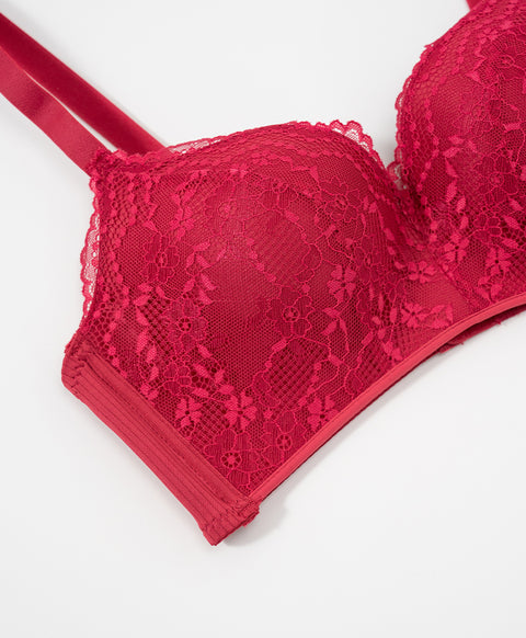 Spring Lace 3/4 Cup Full Coverage Wireless Bra
