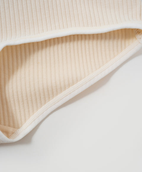 Rib Design Mid Waist Hipster Cotton Panties
