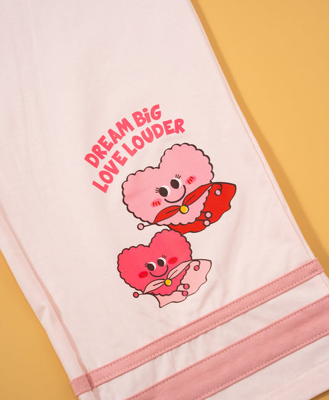 Delulu Power Hearts Short Sleeve Top & Long Pants PJ Set