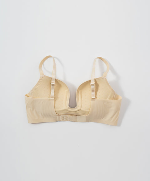 Second Skin Soft Seamless Wireless Low-Back Demi Push Up Plunge Bra