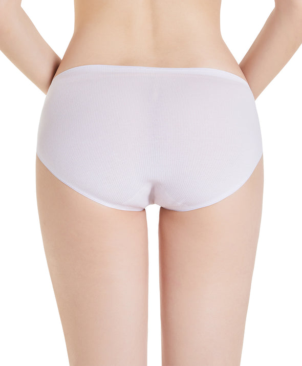 Silky Soft Laminated Seamless Pointelle Rib Mid Waist Midi Panties