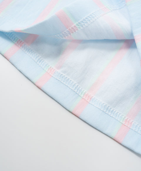 BedMood Mello Nothing Scheduled. Don't Ask. Polyester PJ Short Sleeves Top & Shorts Set - Blue