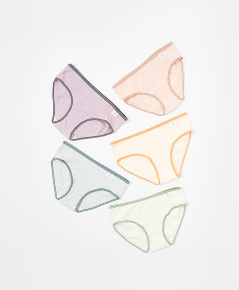 Autumn Touch Low Waist Midi Ribbed Cotton Panties