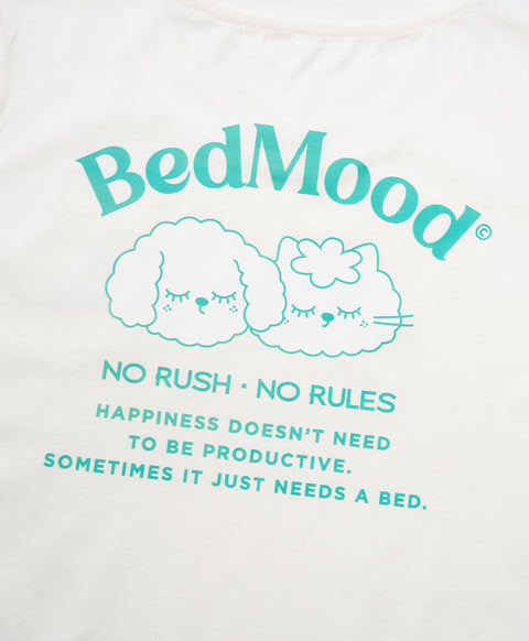 BedMood Cremo & Mello No Rush. No Rules Cotton Blend Short Sleeves Top & Long Pants Set - Green