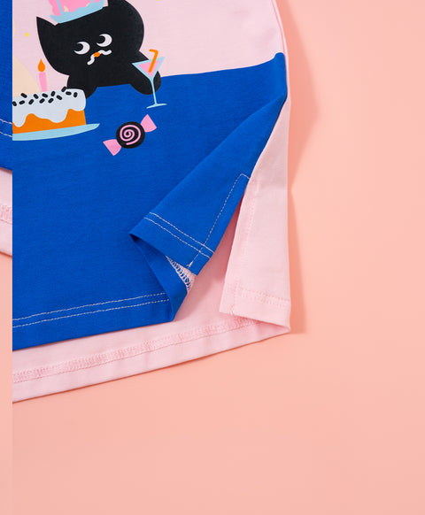 Junior Meow-lloweeen Party Short Sleeves Top and Short Sleep Set